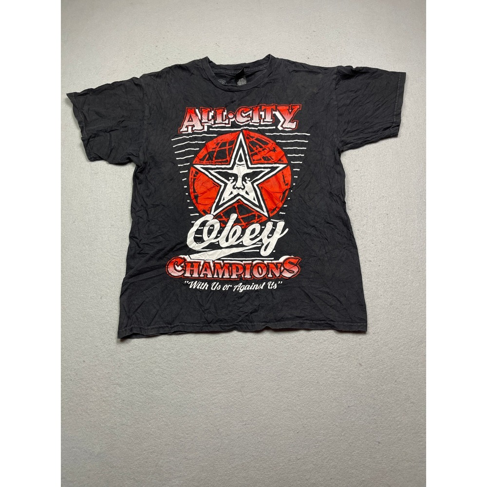 Obey T Shirt Cotton Black Red Graphic M Mens